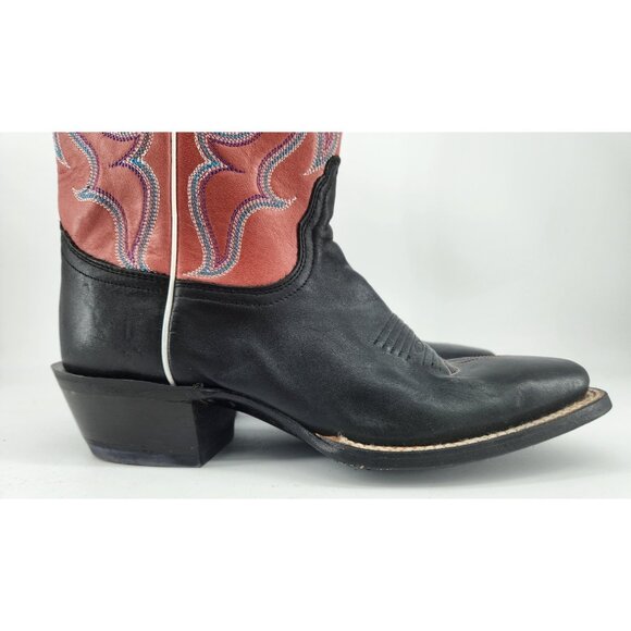 NEW Nocona Women's Size 6.5 B NL5501 Pink Black Square Toe Leather Cowboy Boots - Picture 6 of 16